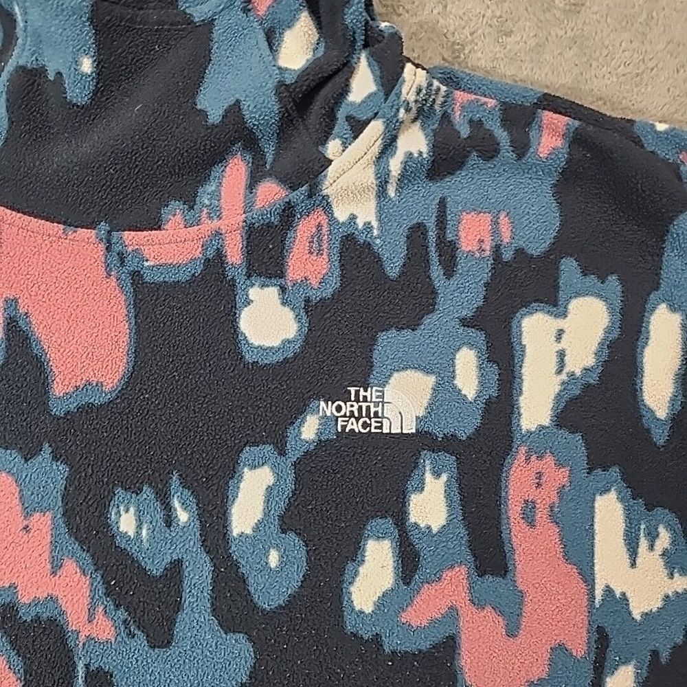 The North Face Glacier Pullover Fleece Hoodie Blue/Pink Abstract Print S P - Picture 8 of 16